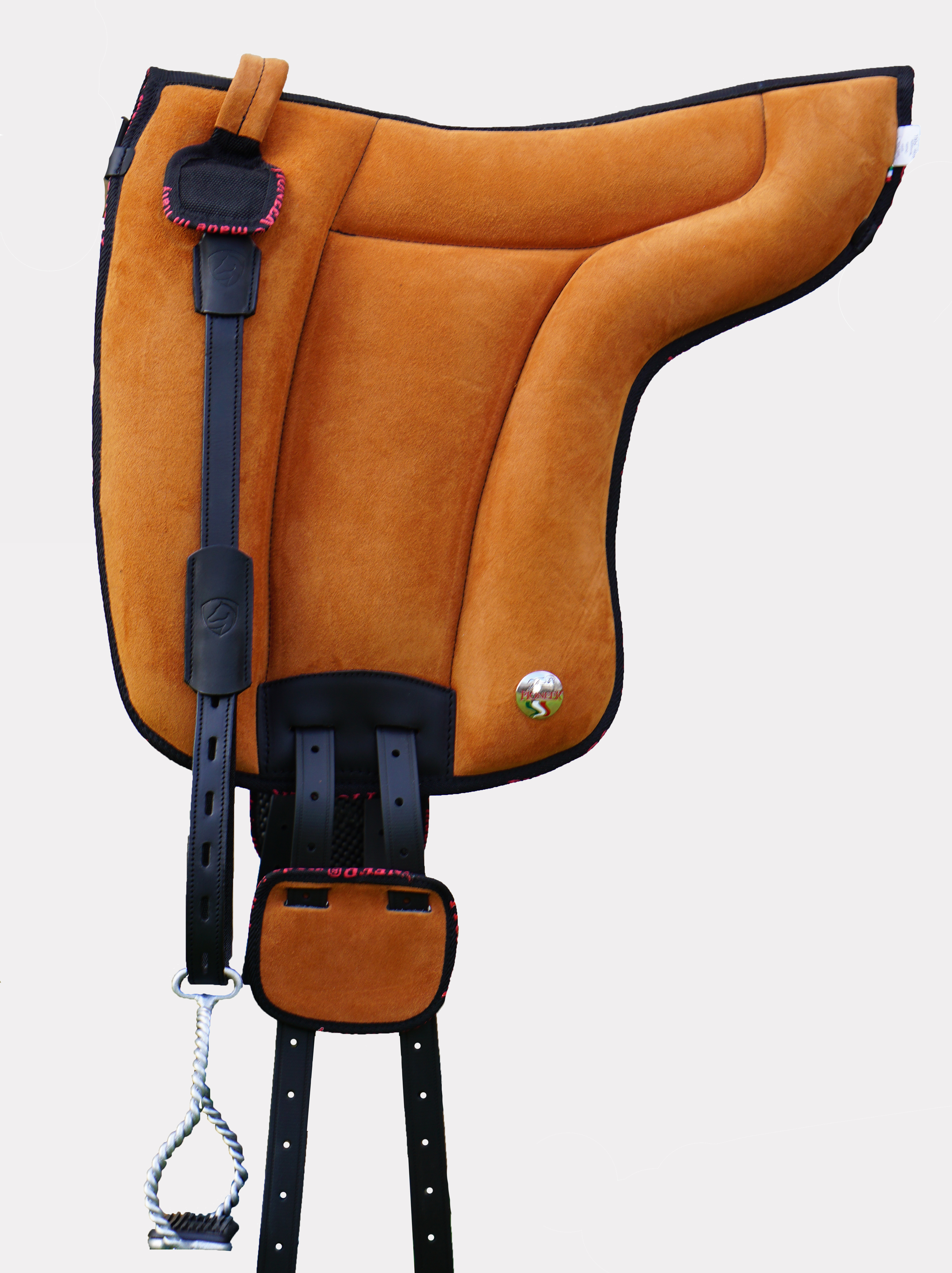 Atessa Ride pad / Bareback pad in suede (with stirrup attachments), BLACK - 12