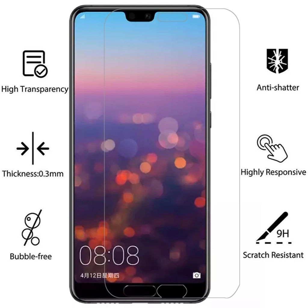 Huawei P20 skärmskydd 9H passar skal fodral hörlurar - 4