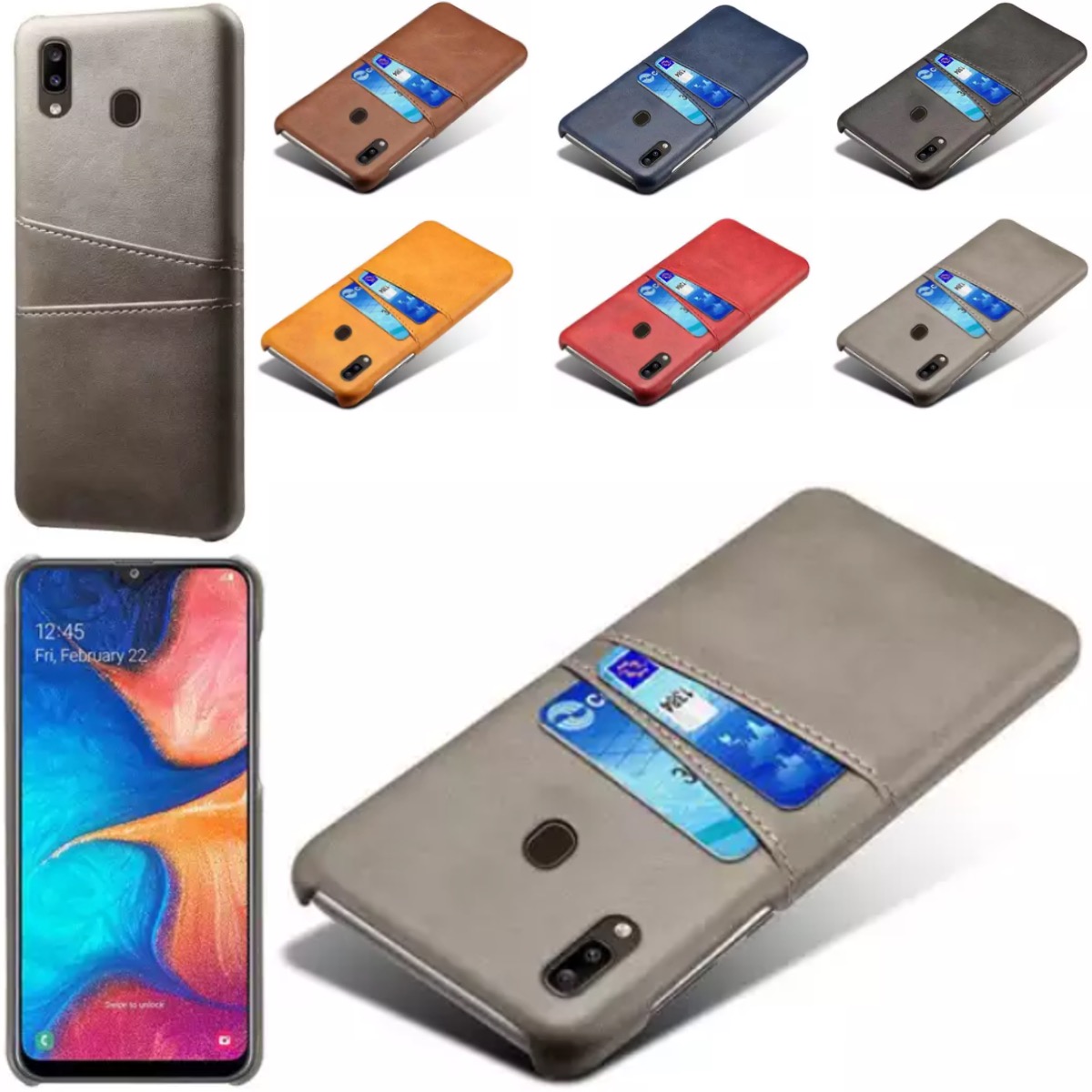 Samsung Galaxy A20e skal fodral skydd skinn kort visa amex - 12