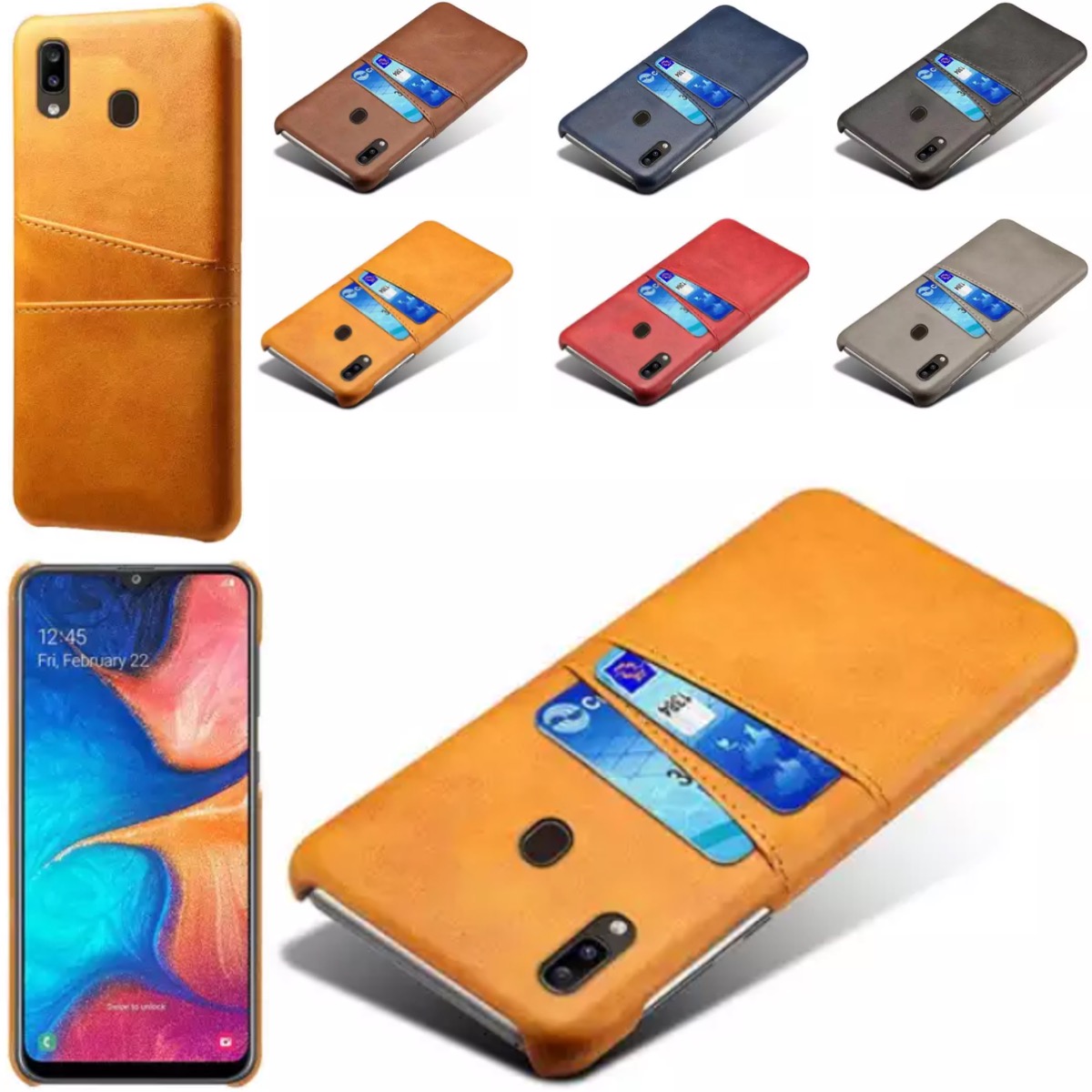 Samsung Galaxy A20e skal fodral skydd skinn kort visa amex - 8
