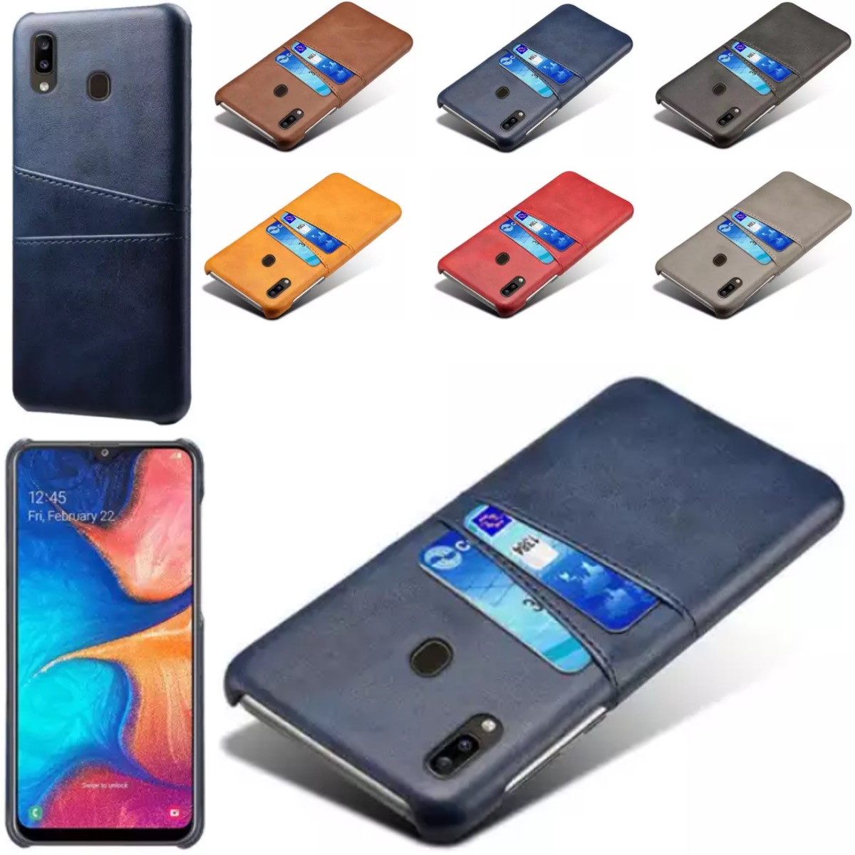 Samsung Galaxy A20e skal fodral skydd skinn kort visa amex - 4