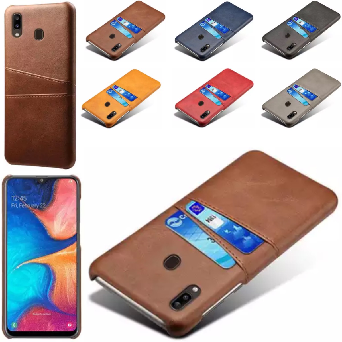 Samsung Galaxy A20e skal fodral skydd skinn kort visa amex - 10