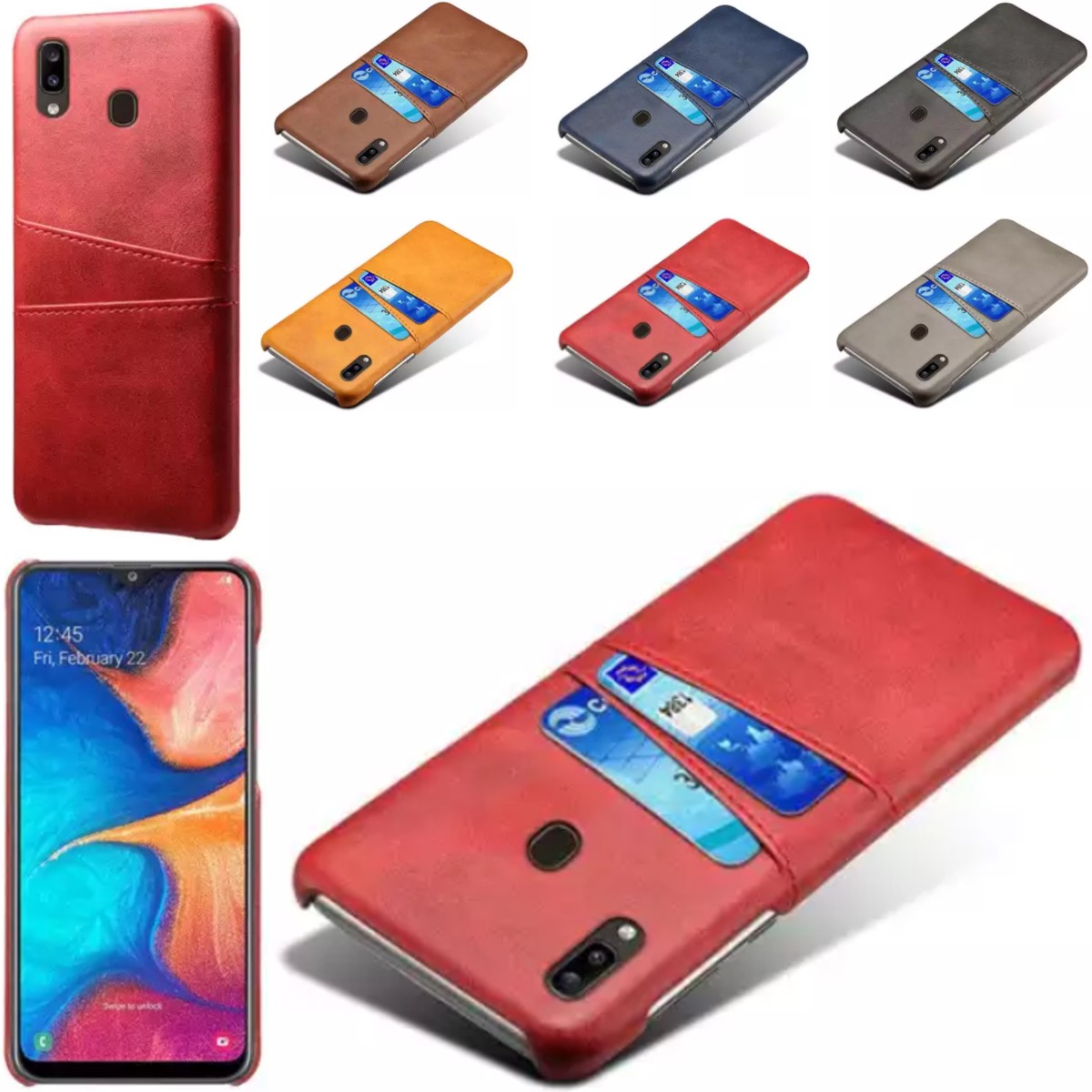 Samsung Galaxy A20e skal fodral skydd skinn kort visa amex - 6