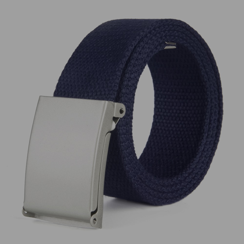 Bälte canvas tyg 44 skärp herr/dam/barn svart / silver spänne - 80