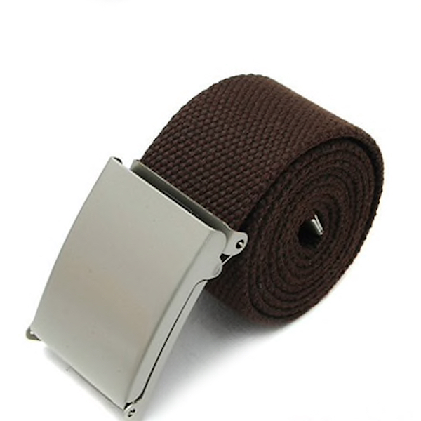 Bälte canvas tyg 44 skärp herr/dam/barn svart / silver spänne - 48