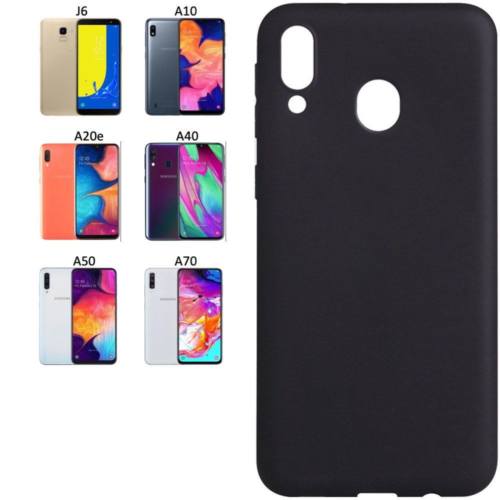 Silikon TPU skal Samsung A20e/A70/A50/A40/A10/J6 fodral svart - - 3