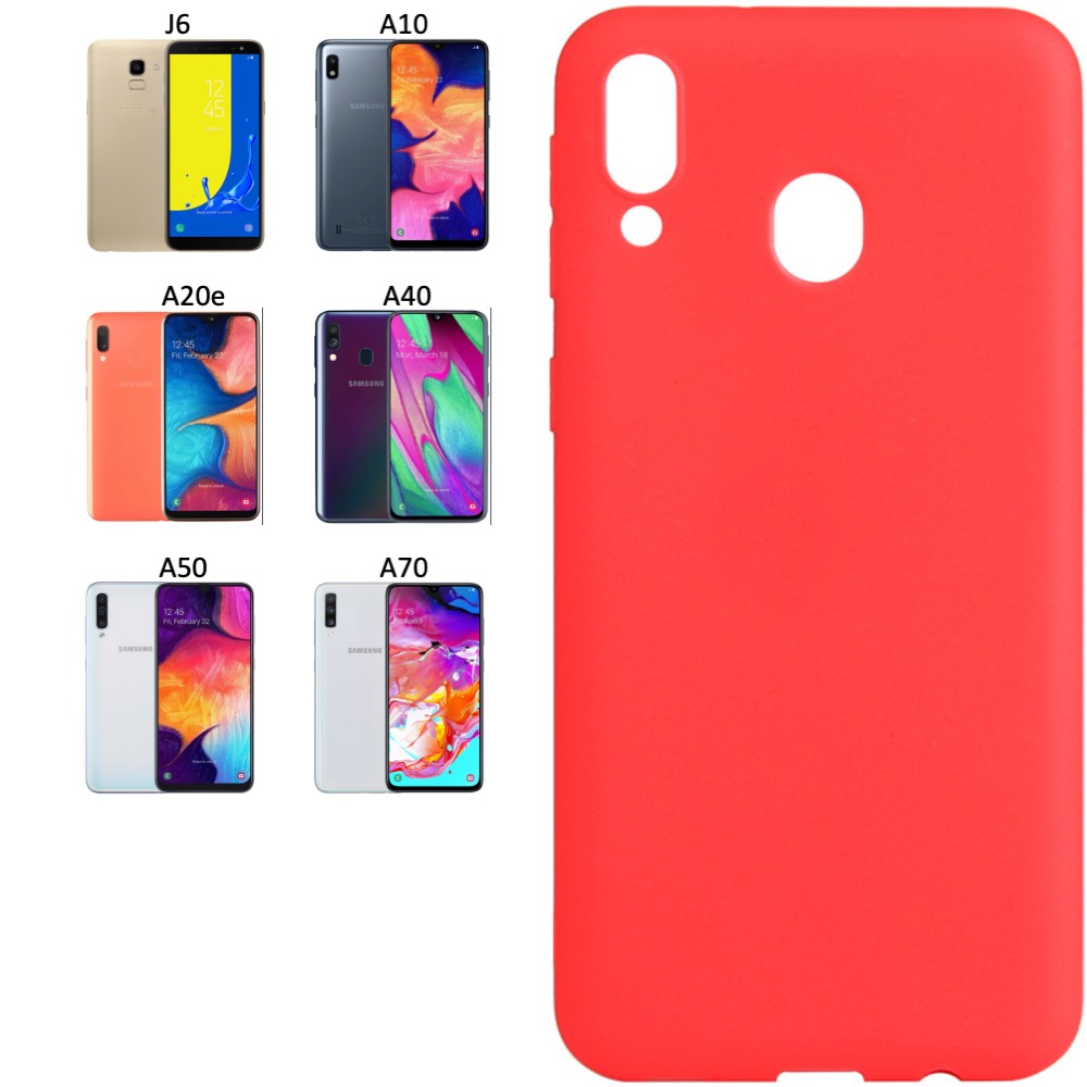 Silikon TPU skal Samsung A20e/A70/A50/A40/A10/J6 fodral svart - - 4