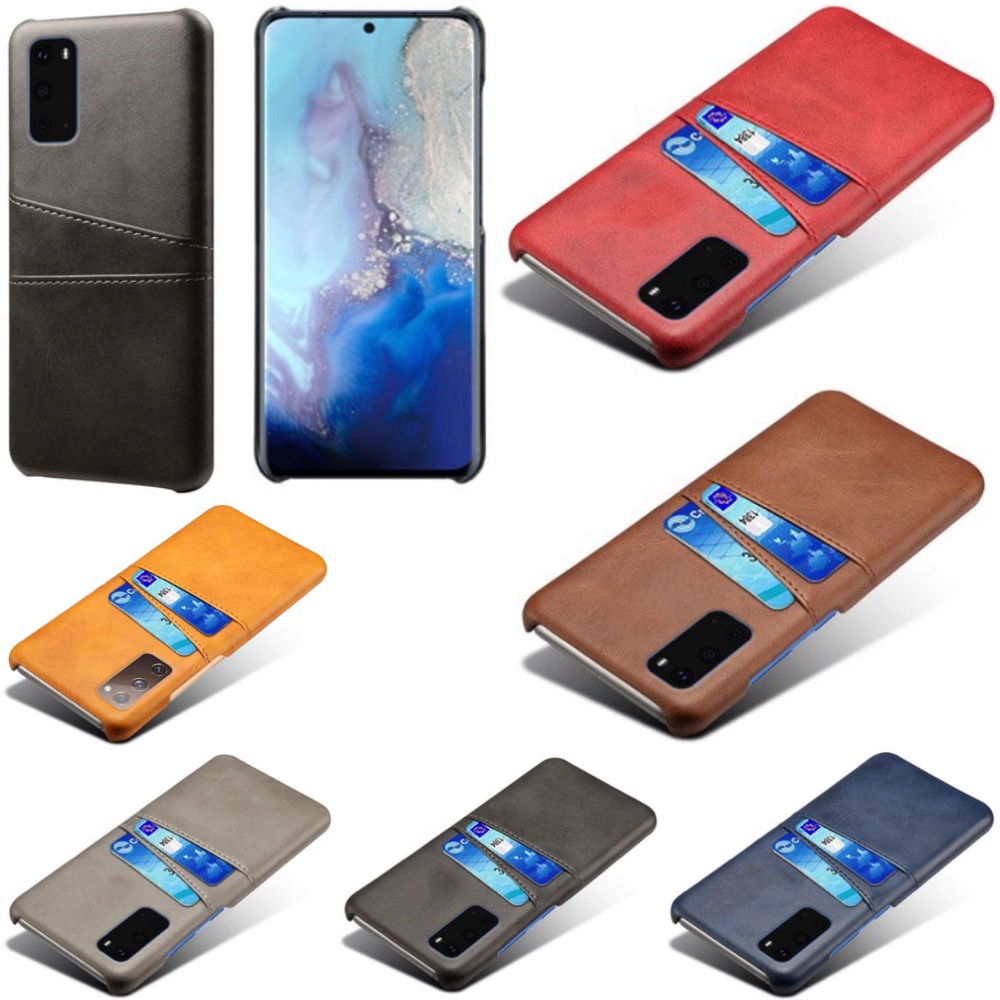 Samsung S20 skydd skal fodral skinn åt kort visa amex mastercard - 6