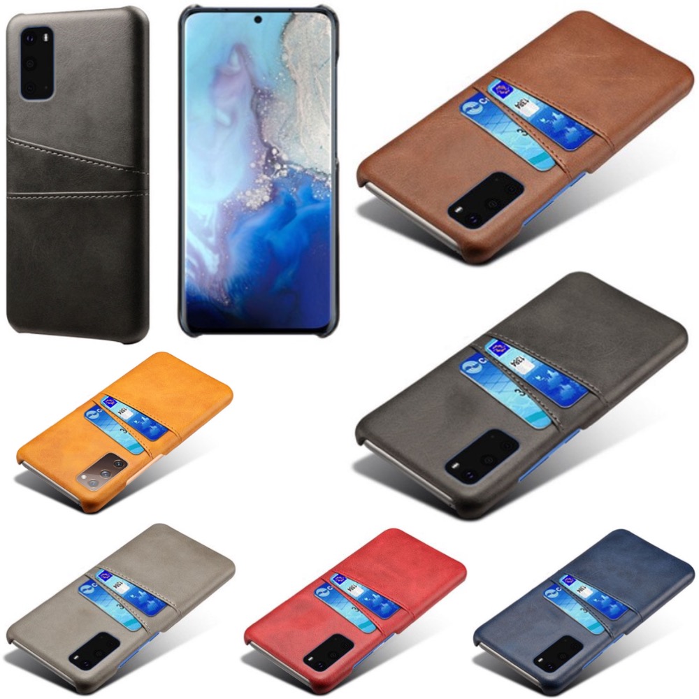 Samsung S20 skydd skal fodral skinn åt kort visa amex mastercard - 10