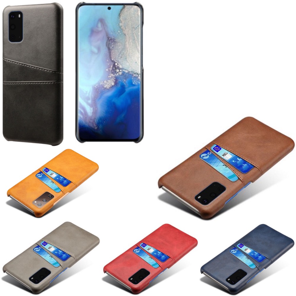 Samsung S20 skydd skal fodral skinn åt kort visa amex mastercard - 2