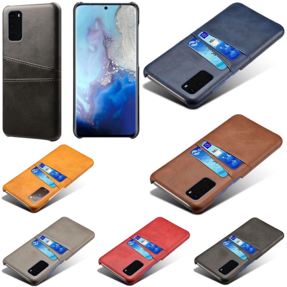 Samsung S20 skydd skal fodral skinn åt kort visa amex mastercard - 4