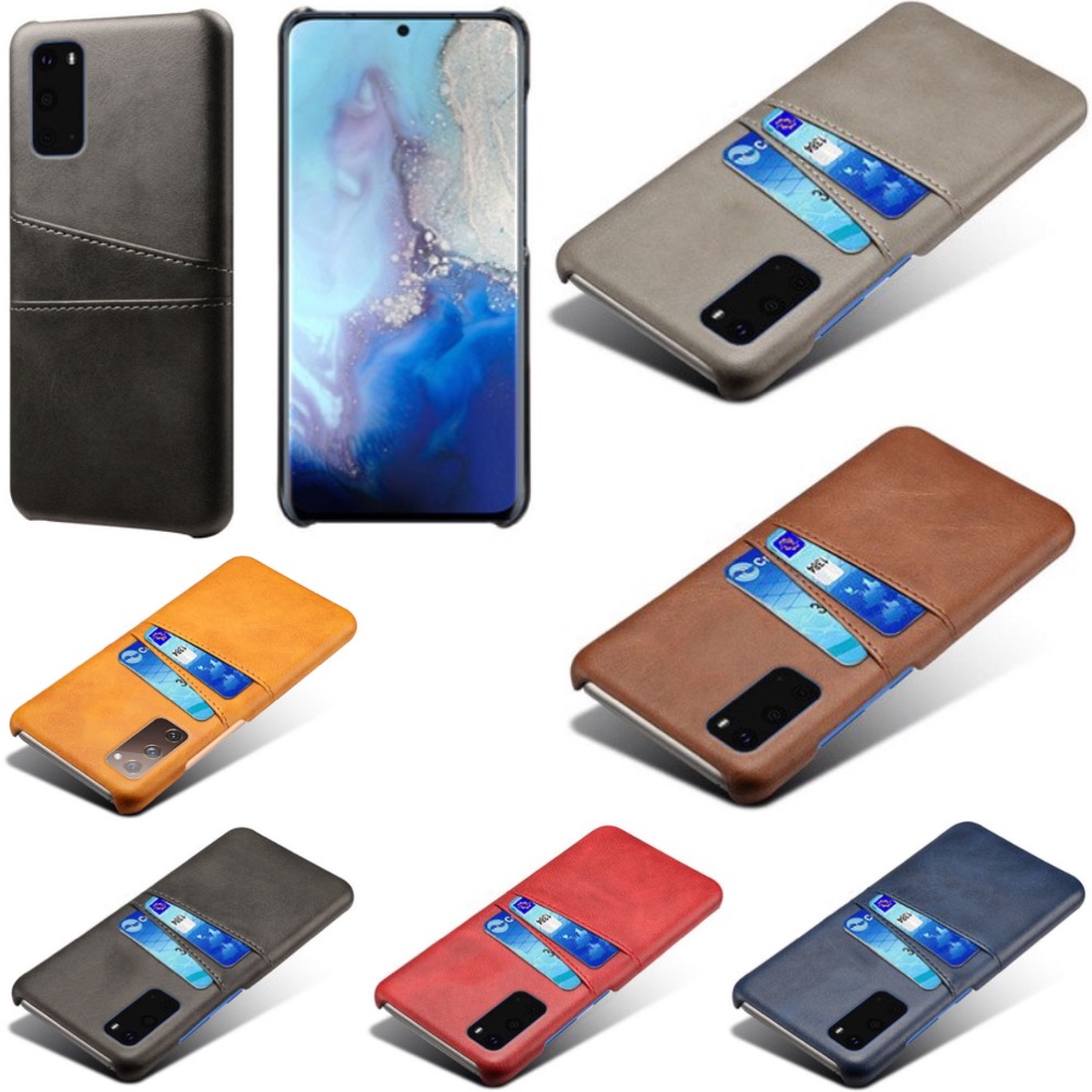Samsung S20 skydd skal fodral skinn åt kort visa amex mastercard - 12