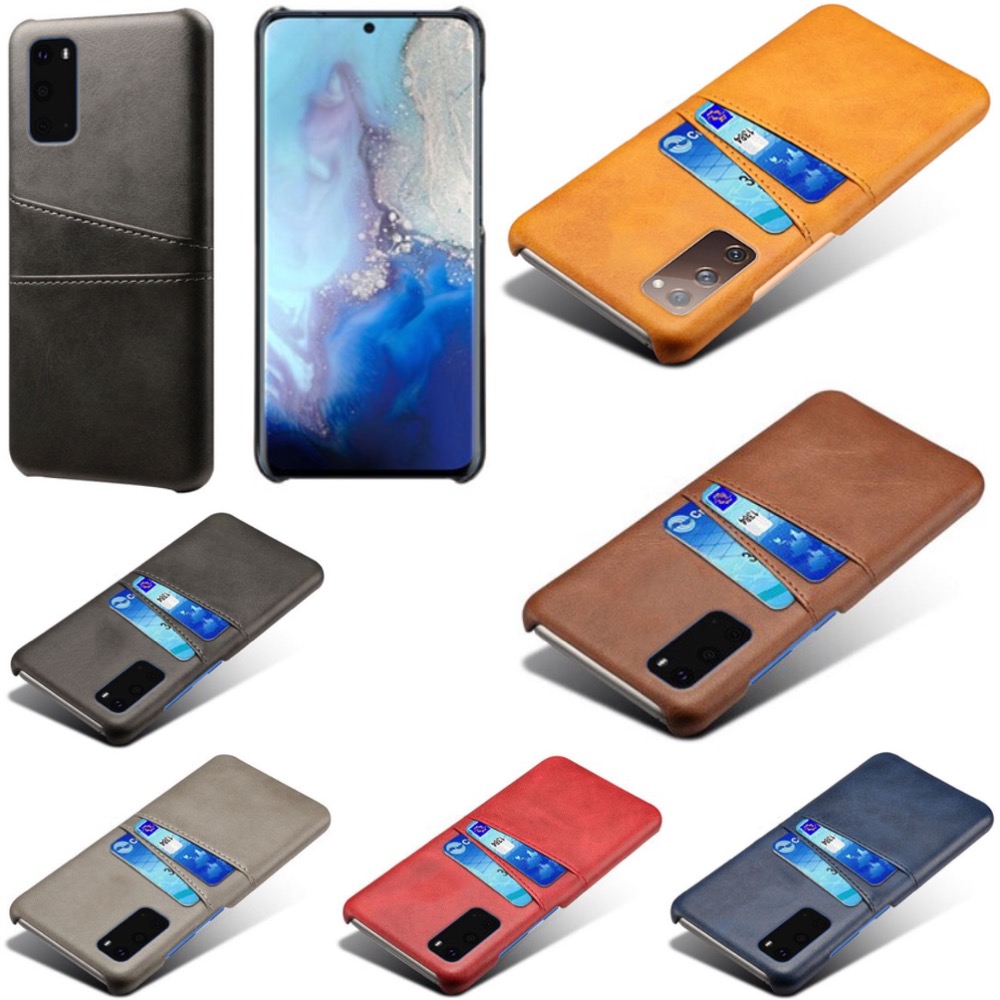 Samsung S20 skydd skal fodral skinn åt kort visa amex mastercard - 8