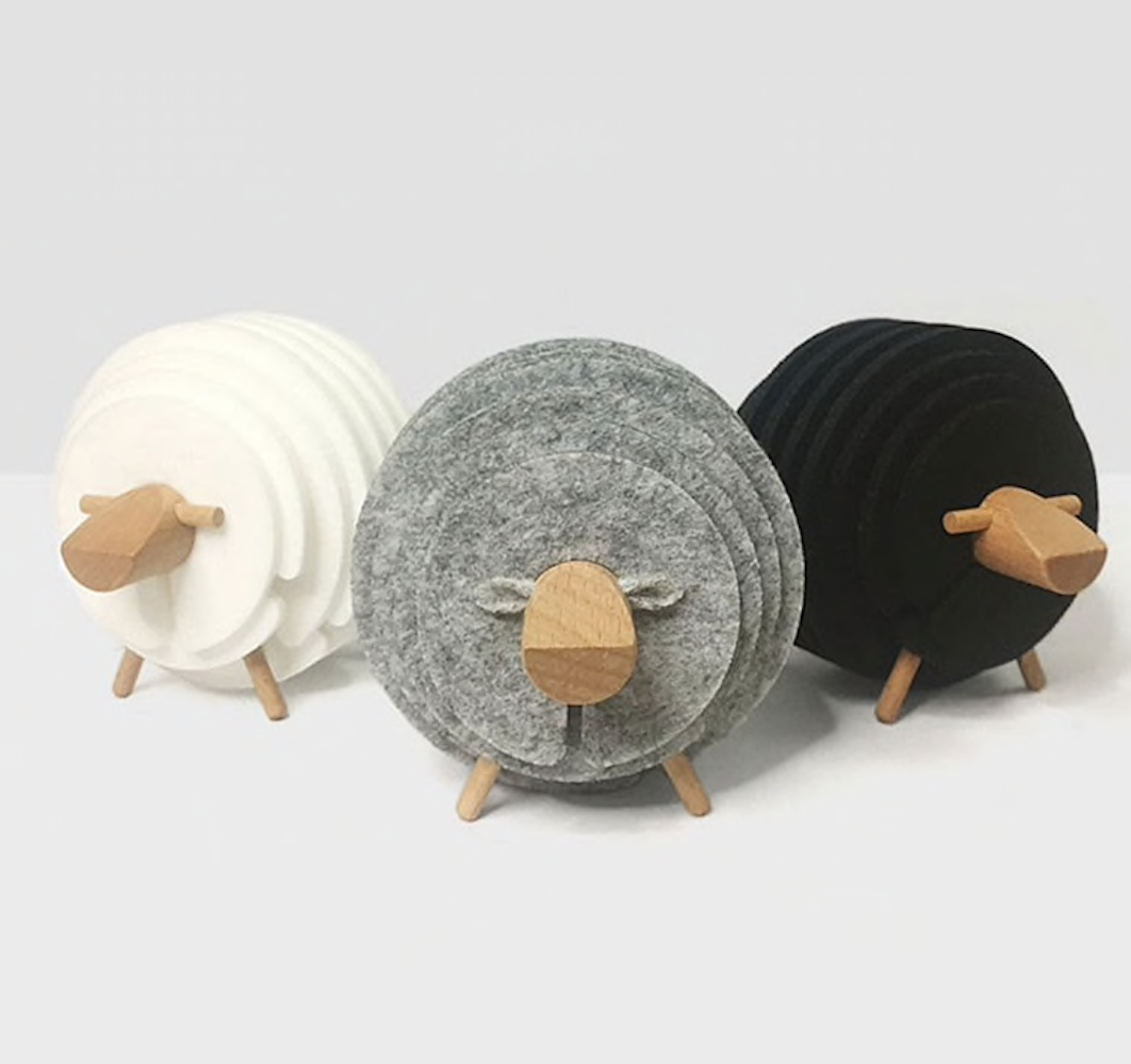 Hållare och svarta glasunderlägg, får / lamm - 2