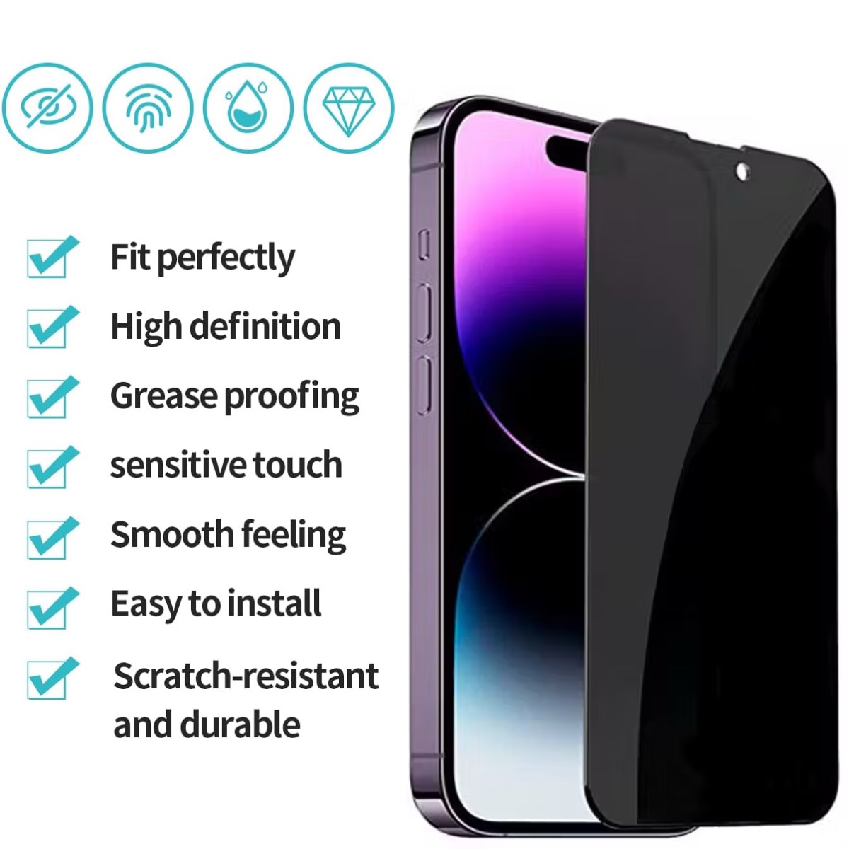 Iphone 15 Pro/ProMax/Plus/skal skärmskydd privacy - - 6