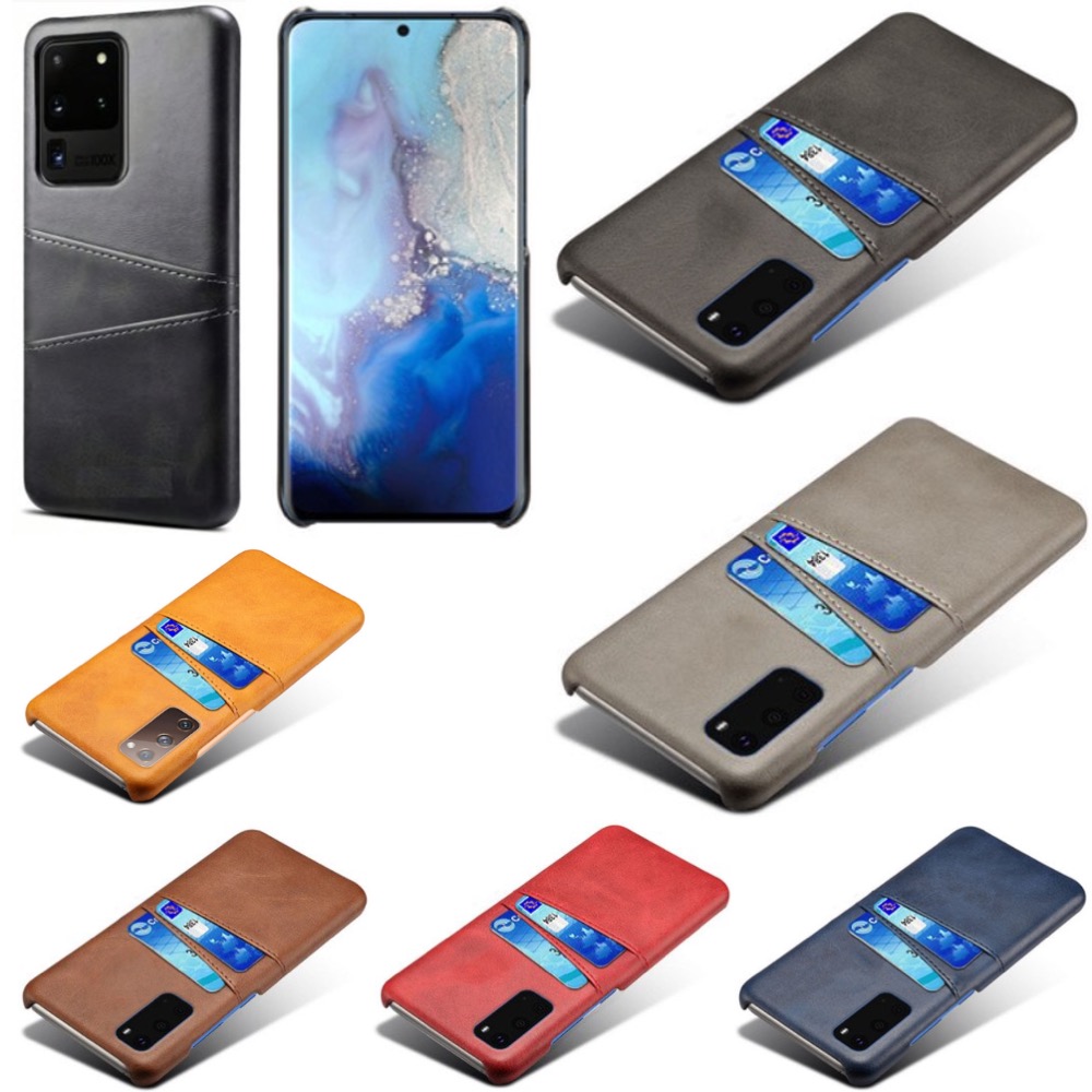 Samsung S20 Ultra skydd skal fodral skinn kort visa amex mastercard