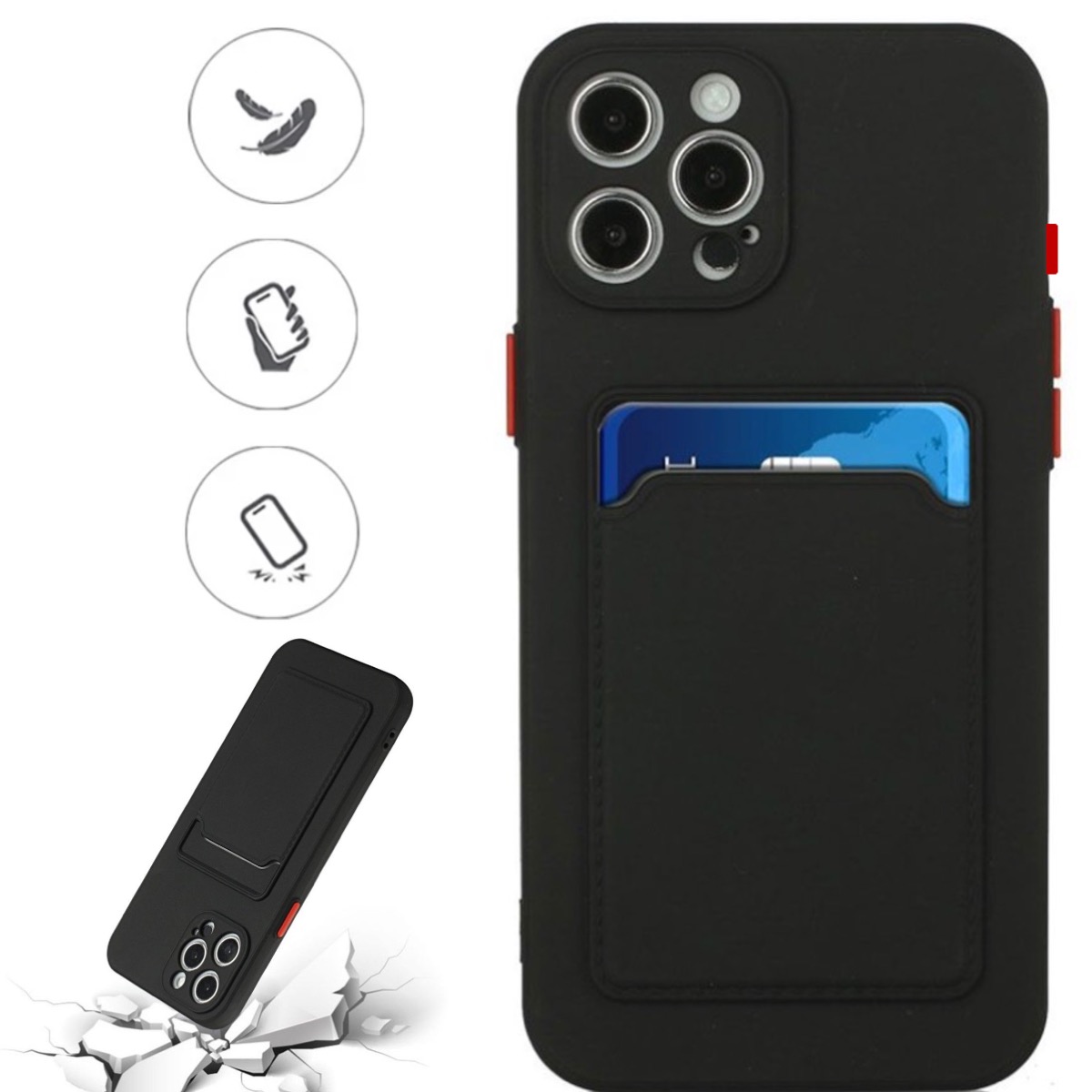 Iphone 16 Pro skal mobilskal korthållare slot