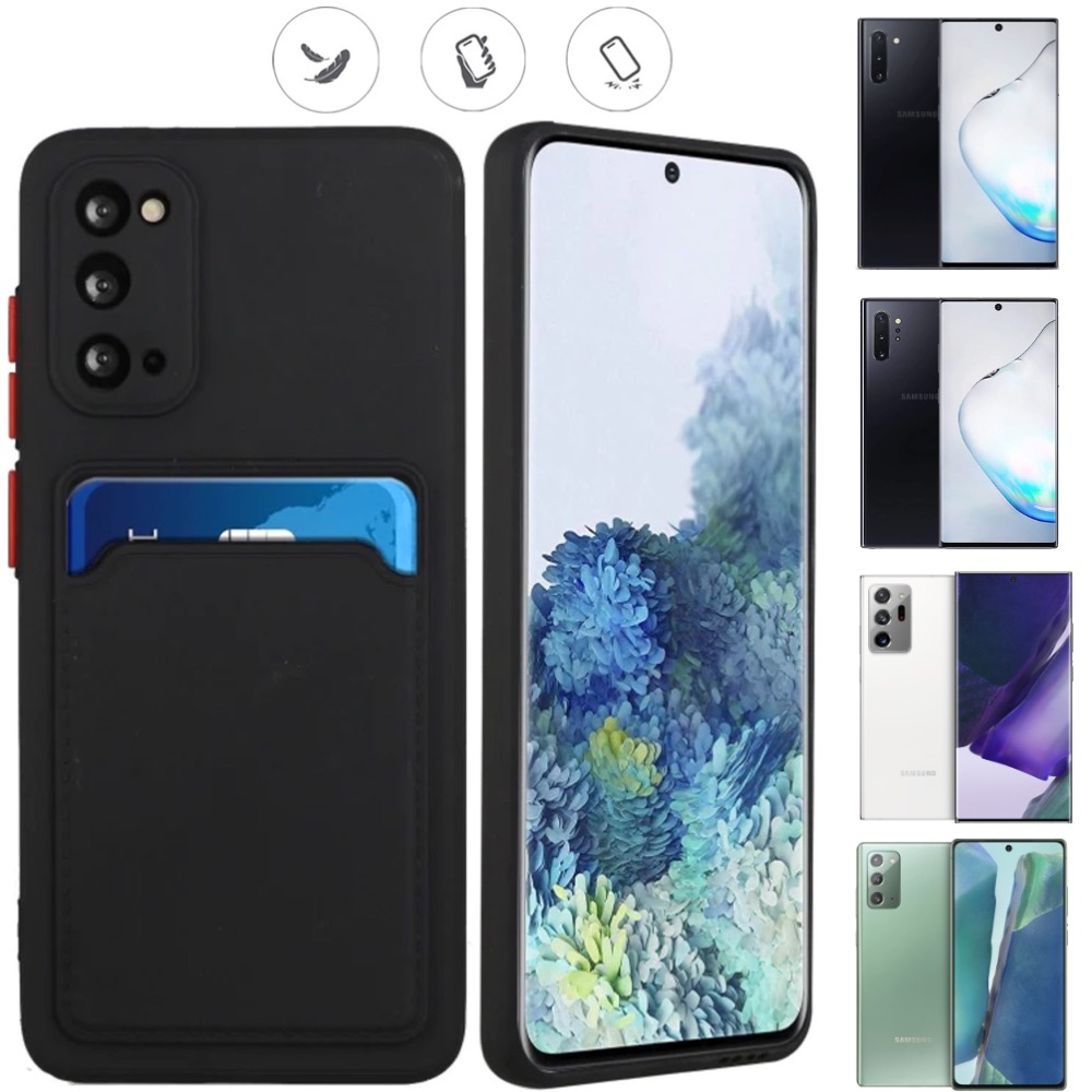 Svart slot korthållare skal Samsung Note 10/20 Plus/Ultra -