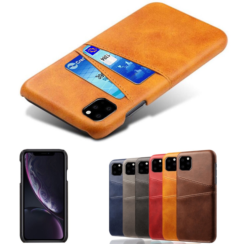 Iphone 11 skydd skal fodral skinn läder kort visa amex  - 8