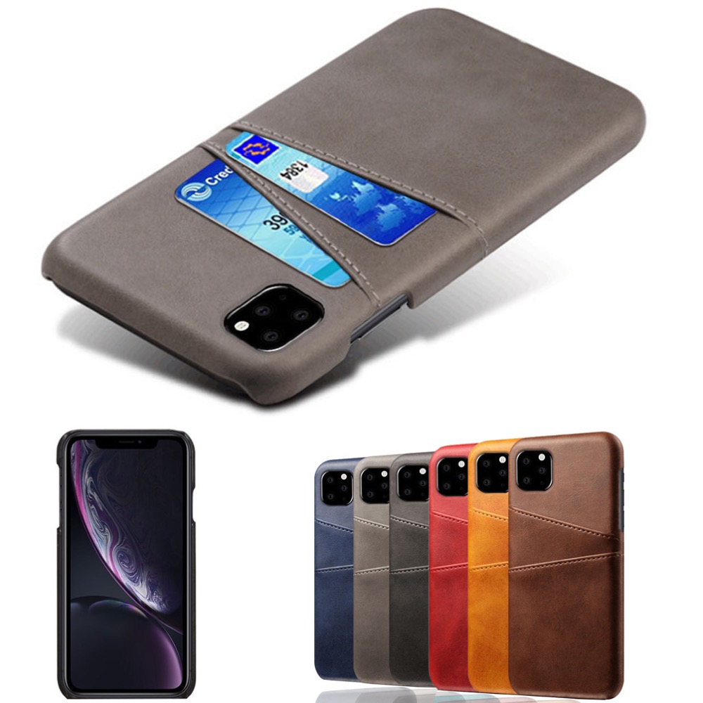 Iphone 11 skydd skal fodral skinn läder kort visa amex  - 12