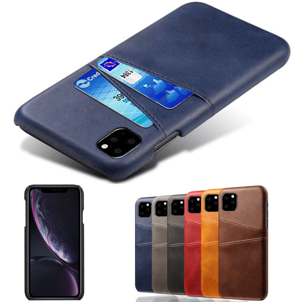 Iphone 11 skydd skal fodral skinn läder kort visa amex  - 4
