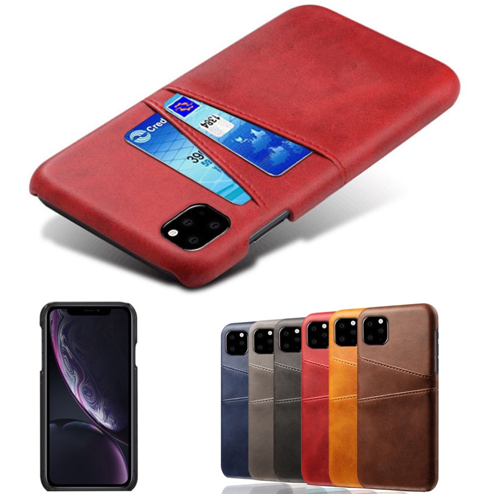 Iphone 11 skydd skal fodral skinn läder kort visa amex  - 6