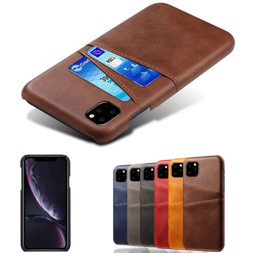 Iphone 11 skydd skal fodral skinn läder kort visa amex  - 10