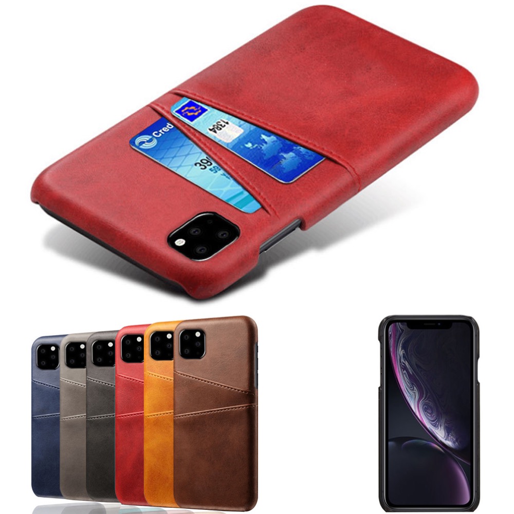 Iphone 11 Pro skydd skal fodral skinn läder kort visa amex  - 6