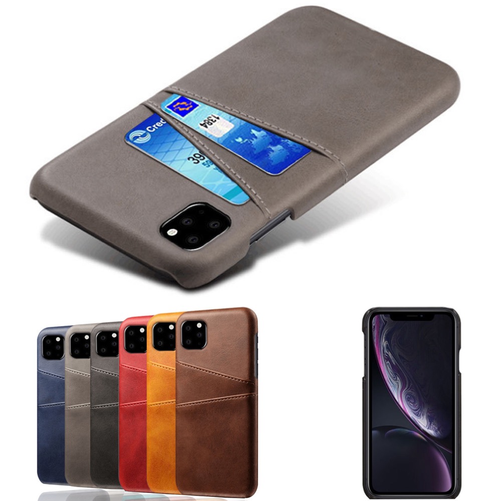 Iphone 11 Pro skydd skal fodral skinn läder kort visa amex  - 12