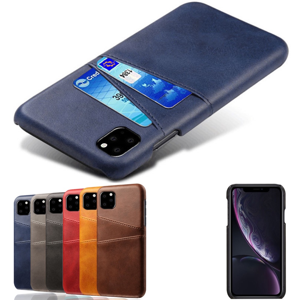 Iphone 11 Pro skydd skal fodral skinn läder kort visa amex  - 4