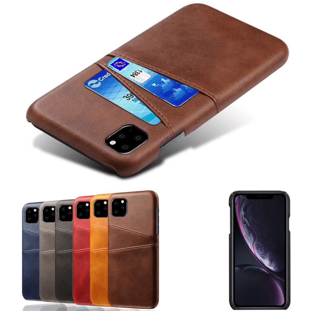 Iphone 11 Pro skydd skal fodral skinn läder kort visa amex  - 10