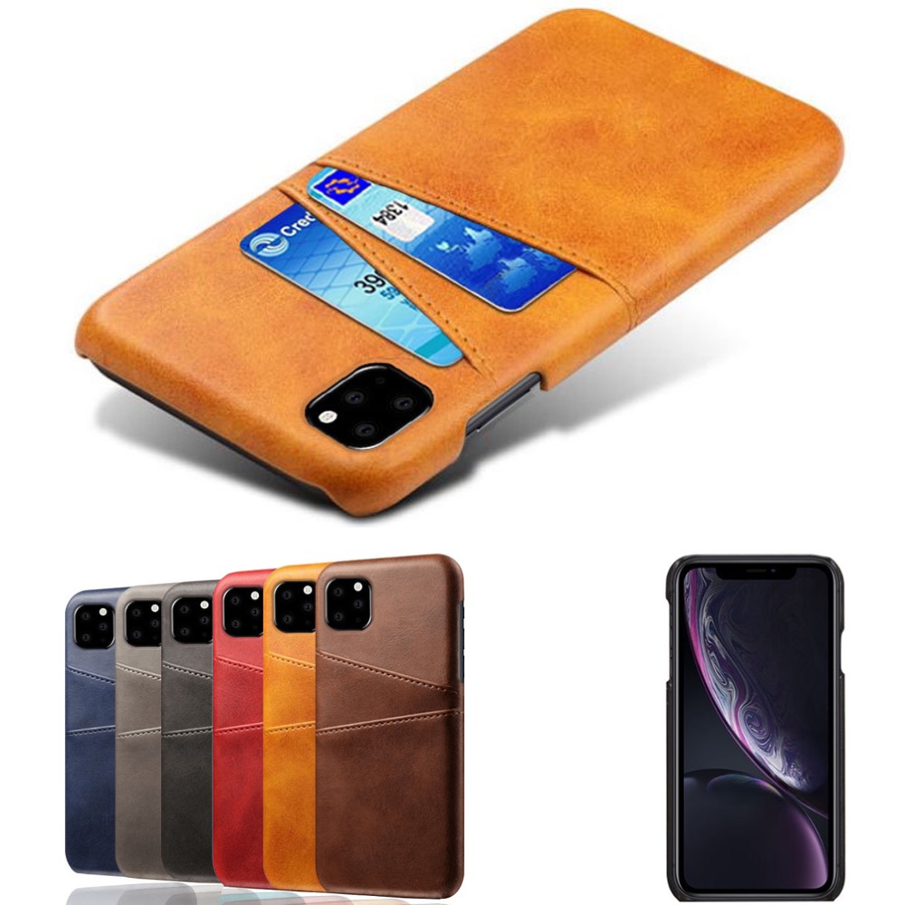 Iphone 11 Pro skydd skal fodral skinn läder kort visa amex  - 8