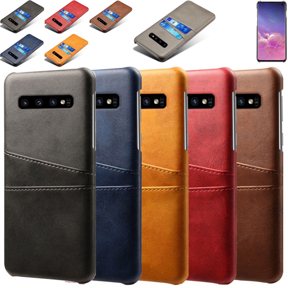 Samsung S10 skydd skal fodral skinn åt kort visa amex mastercard - 12