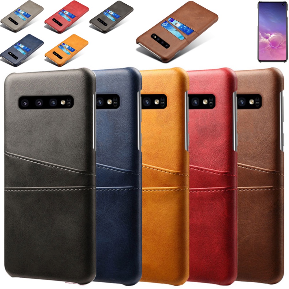 Samsung S10 skydd skal fodral skinn åt kort visa amex mastercard - 10
