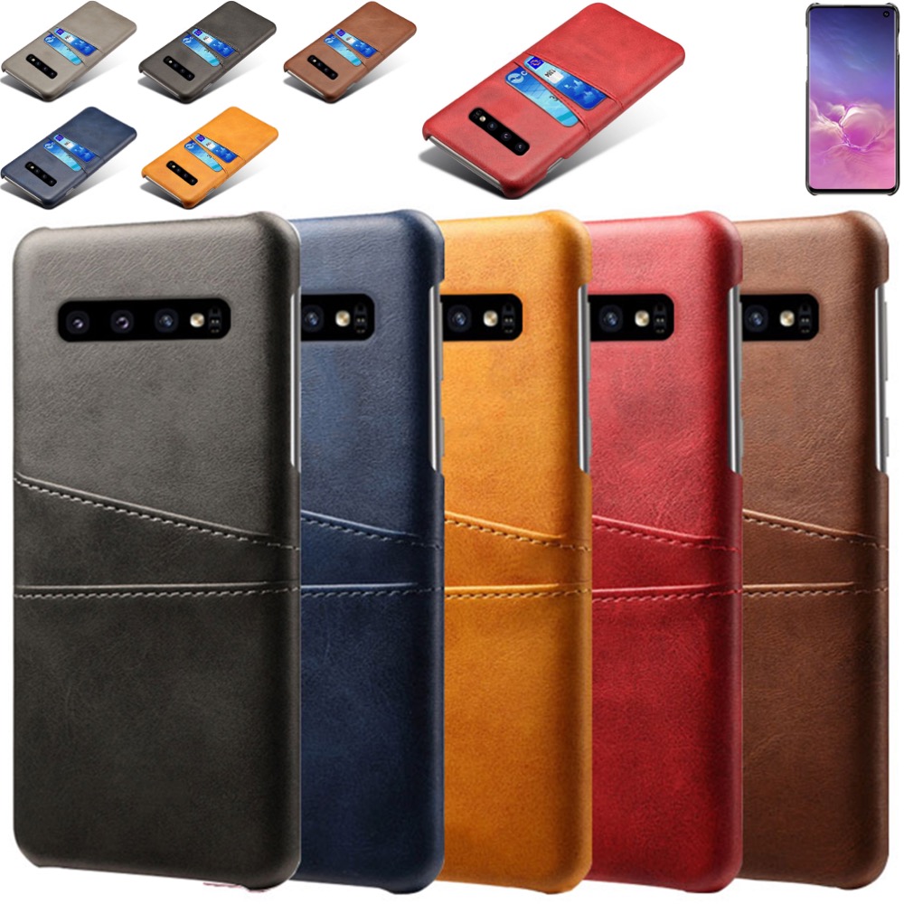 Samsung S10 skydd skal fodral skinn åt kort visa amex mastercard - 6