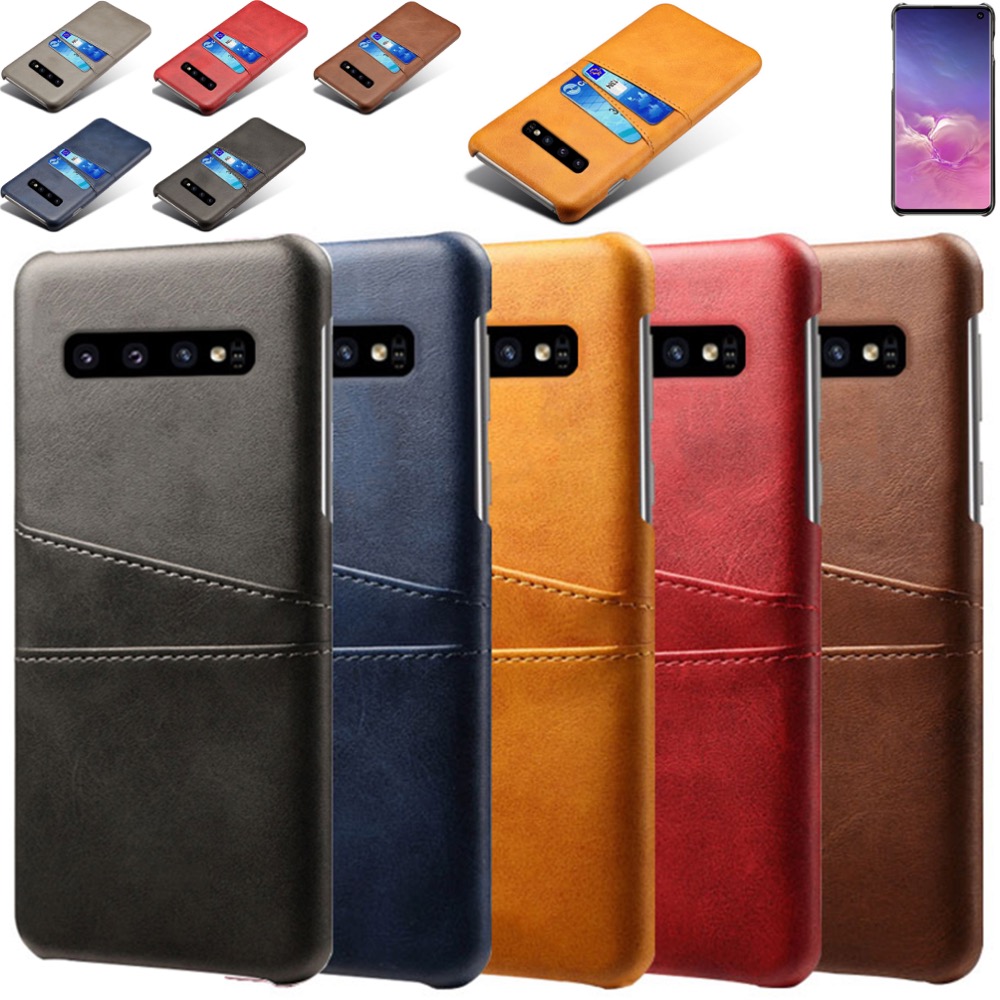 Samsung S10 skydd skal fodral skinn åt kort visa amex mastercard - 8