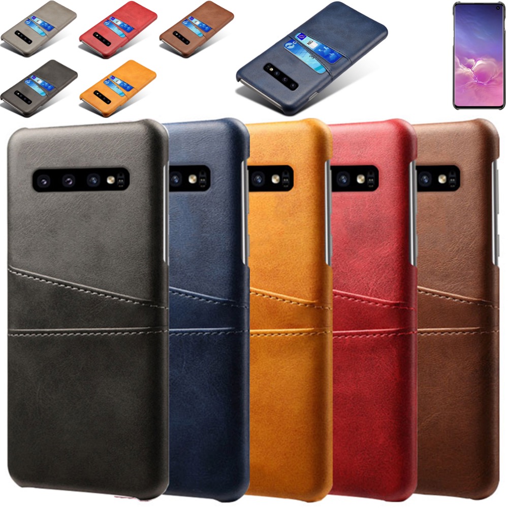 Samsung S10 skydd skal fodral skinn åt kort visa amex mastercard - 4