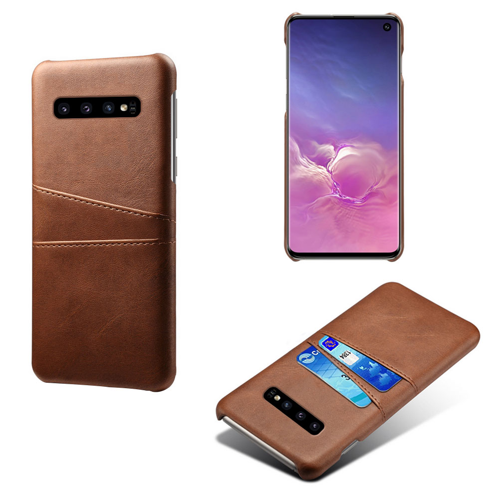 Samsung S10 skydd skal fodral skinn åt kort visa amex mastercard - 11
