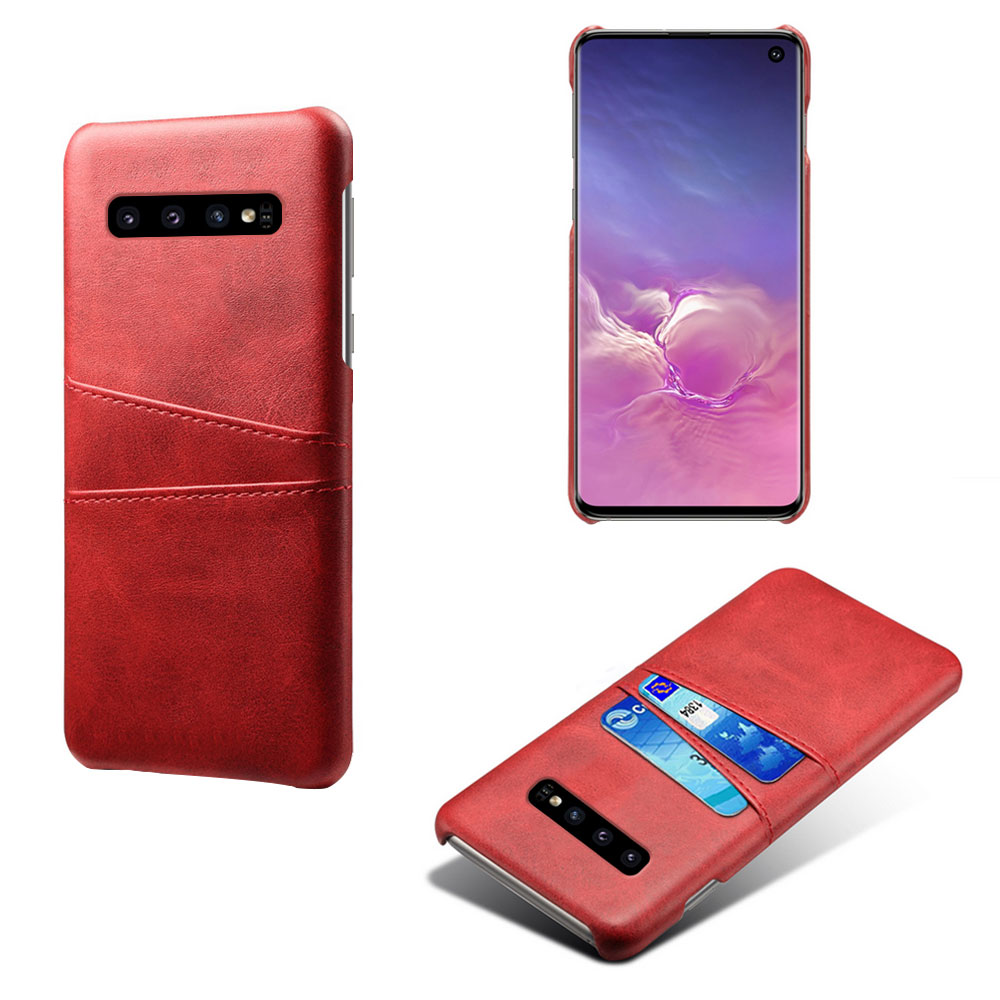 Samsung S10 skydd skal fodral skinn åt kort visa amex mastercard - 7