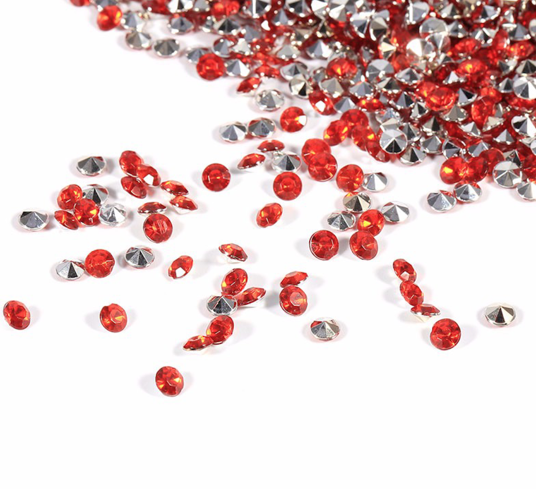 100 pack diamanter röd/ metall - 2