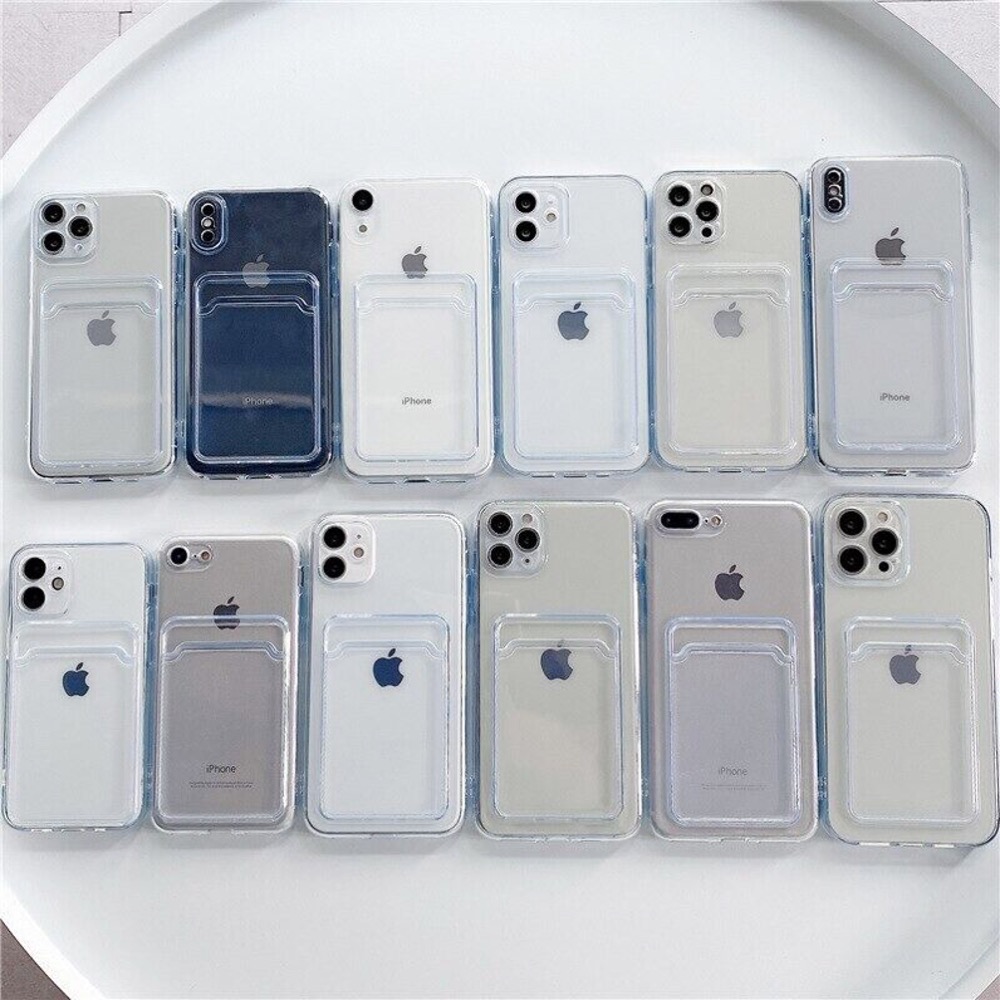 Iphone 14/13/12/11/XS/XR/SE/8/7/6 skal korthållare fodral slot - - 4