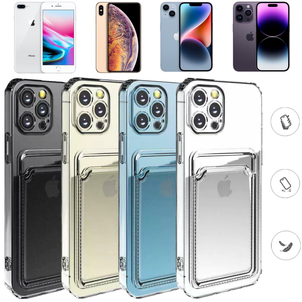 Iphone 14/13/12/11/XS/XR/SE/8/7/6 skal korthållare fodral slot -