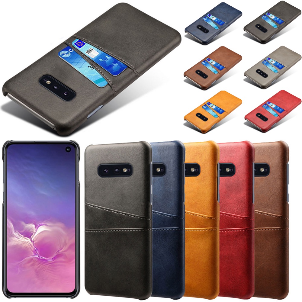 Samsung S10E skydd skal fodral skinn kort visa amex mastercard - 3