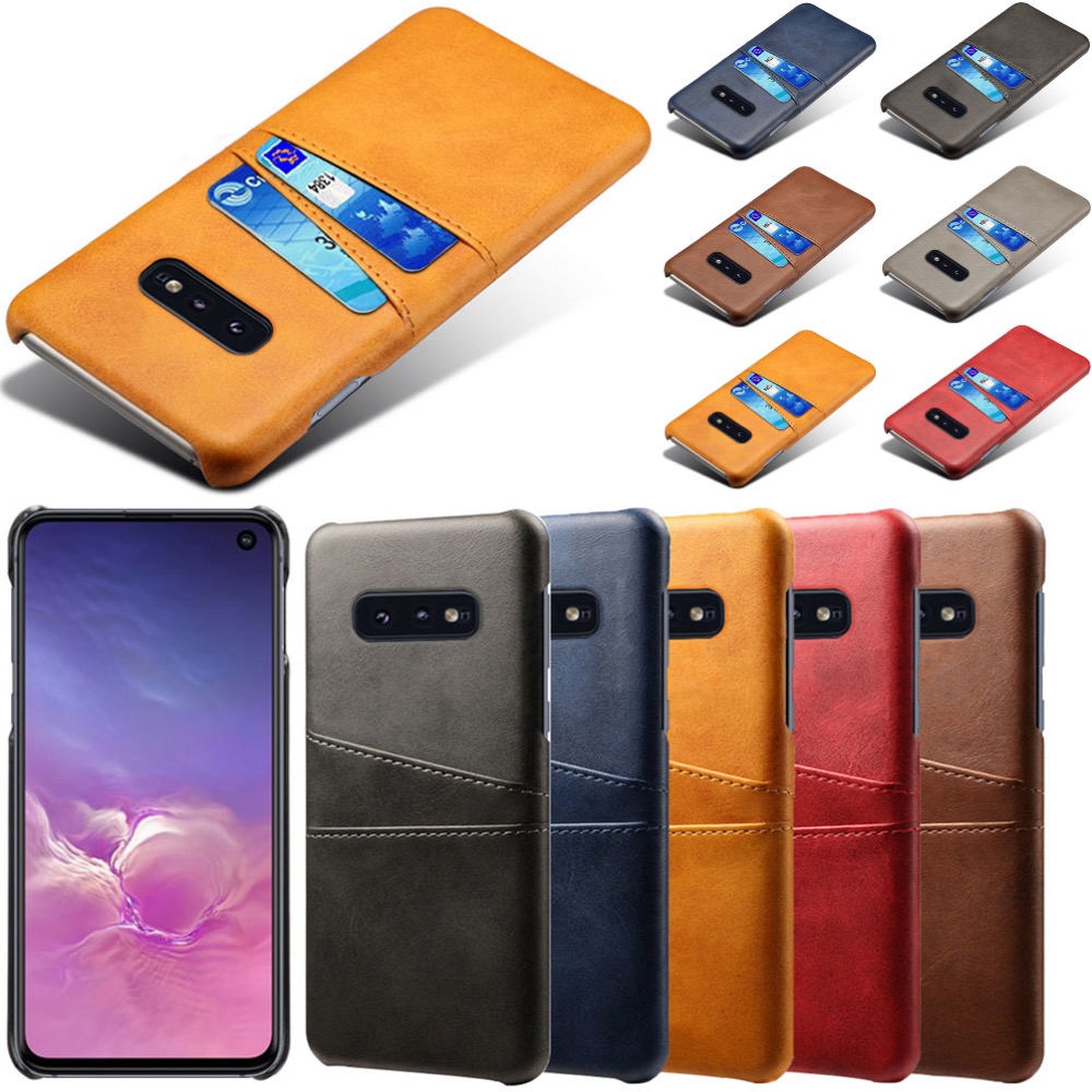 Samsung S10E skydd skal fodral skinn kort visa amex mastercard - 9