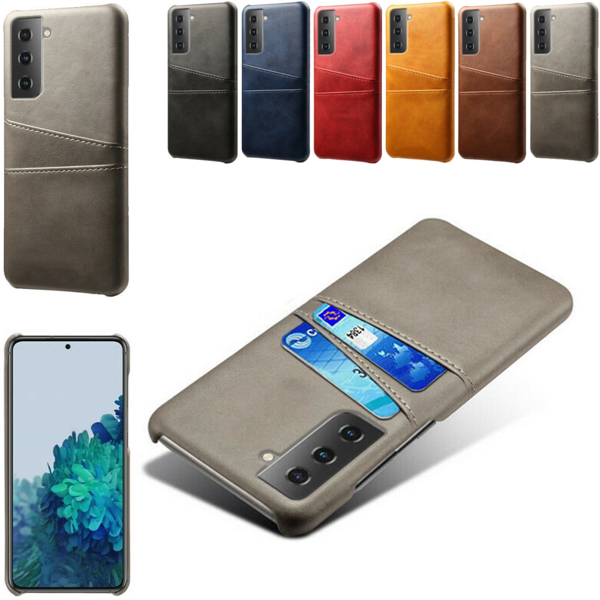 Samsung S21 Plus skal fodral skydd skinn kort visa mastercard - - 7