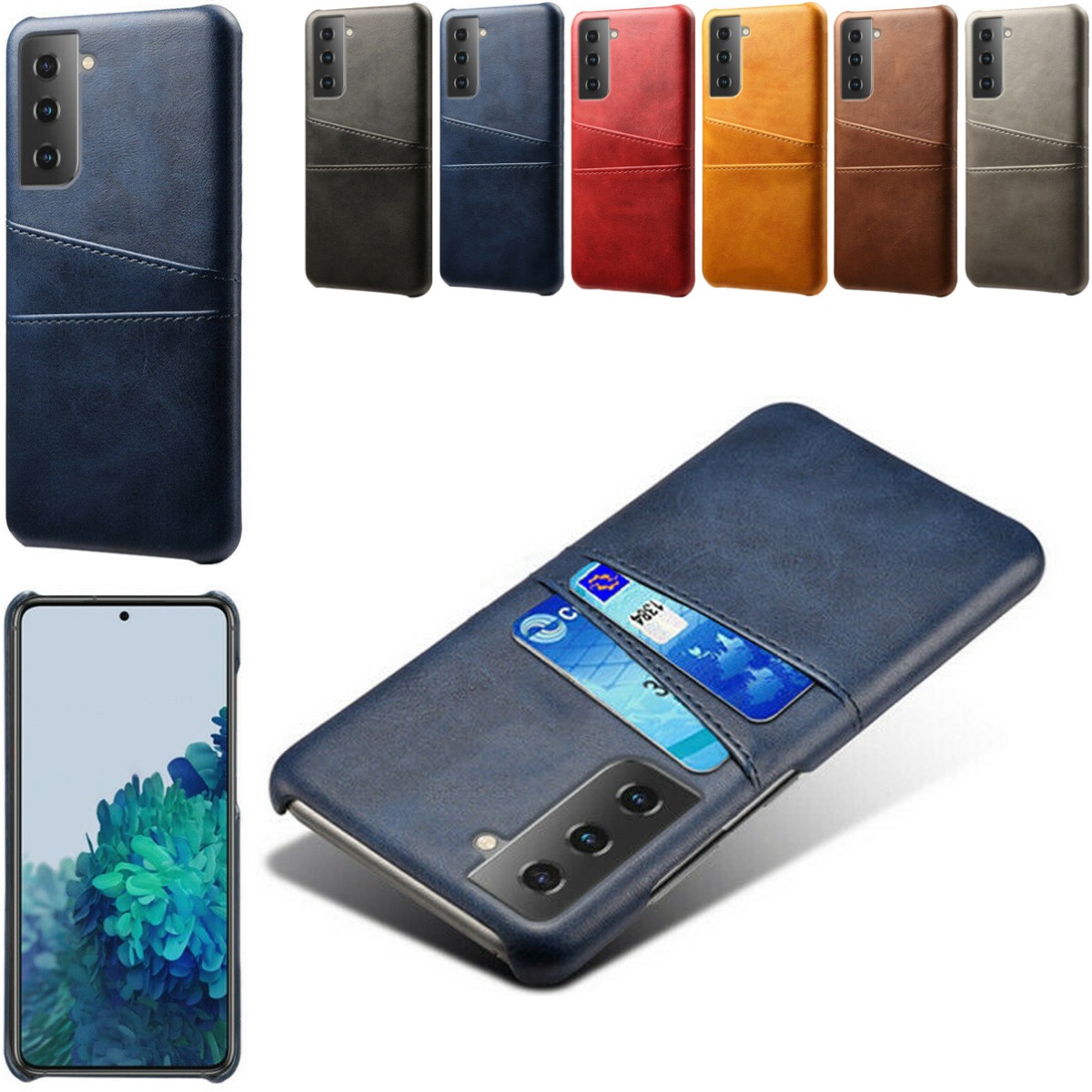 Samsung S21 Plus skal fodral skydd skinn kort visa mastercard - - 3