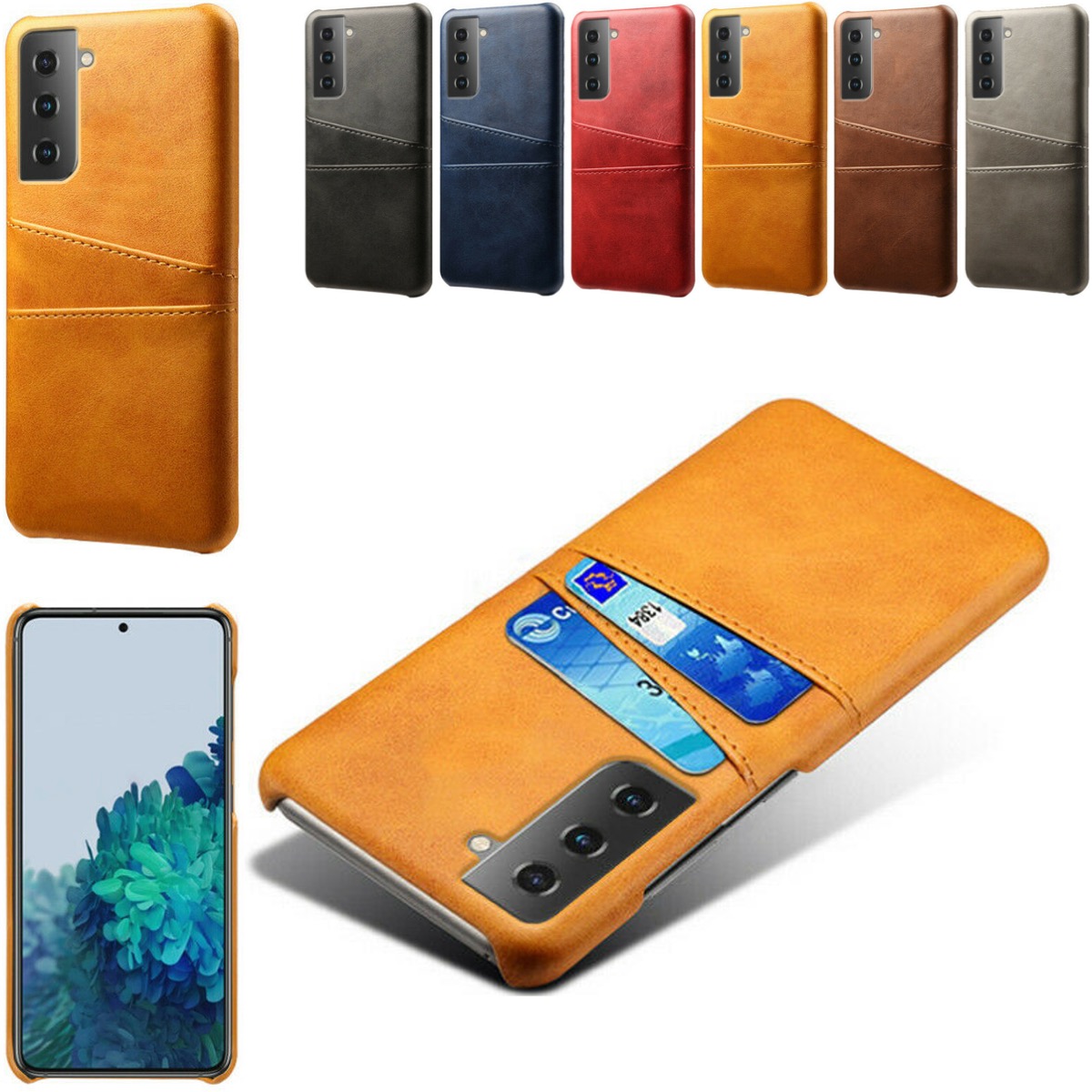 Samsung S21 Plus skal fodral skydd skinn kort visa mastercard - - 5