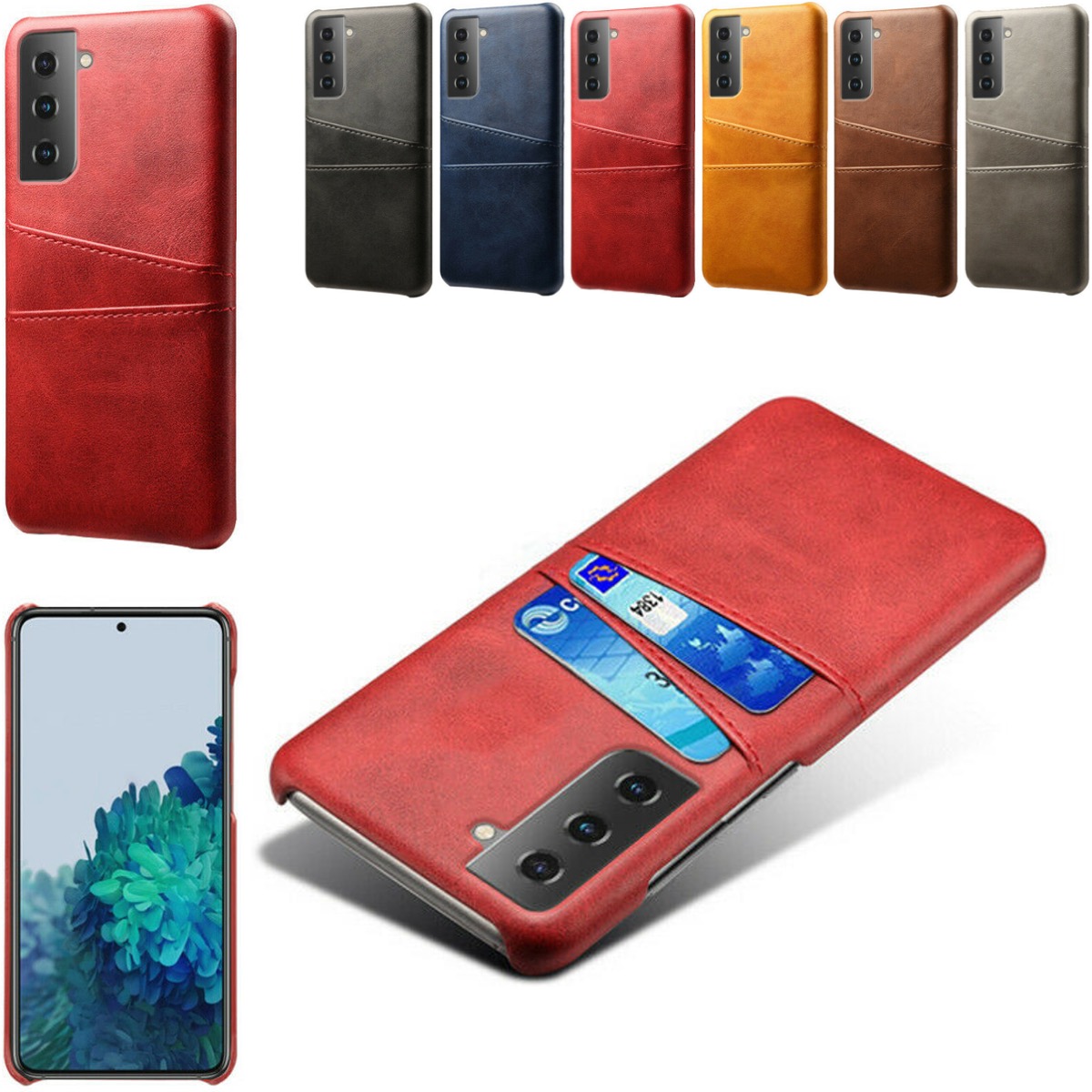 Samsung S21 Plus skal fodral skydd skinn kort visa mastercard - - 4