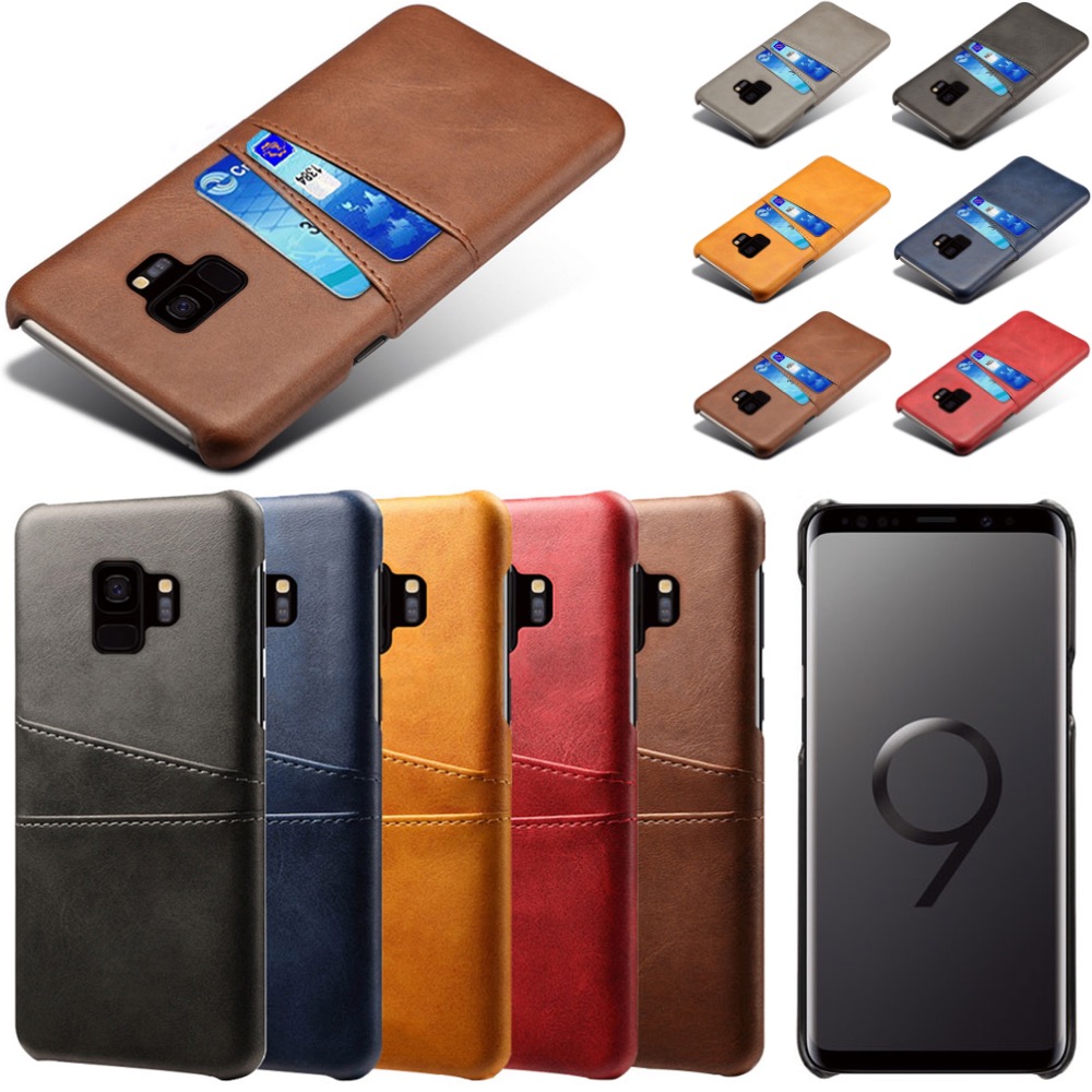 Samsung S9 skydd skal fodral skinn åt kort visa amex mastercard - 11