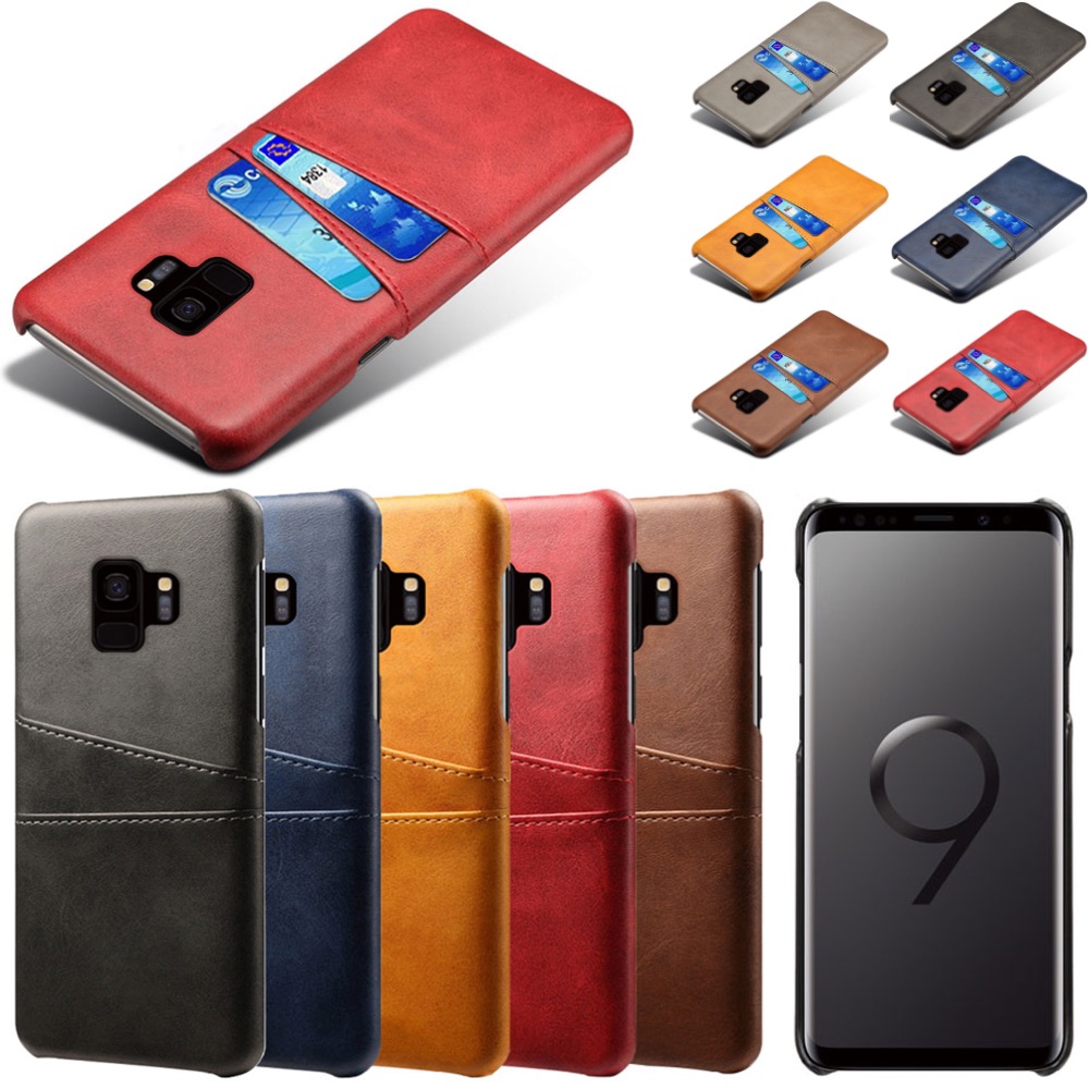 Samsung S9 skydd skal fodral skinn åt kort visa amex mastercard - 7
